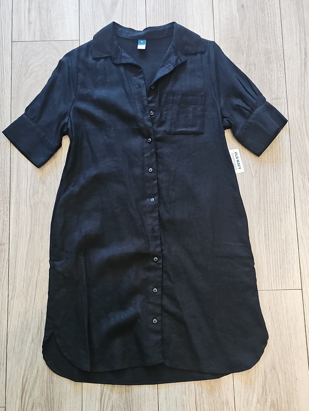 Old Navy Linen-Blend Short-Sleeve Button-Down Shirt Dress